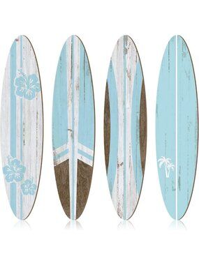 4 Pcs Large Surfboard Wall Decor - Tropical Beach Aesthetic Art for Room